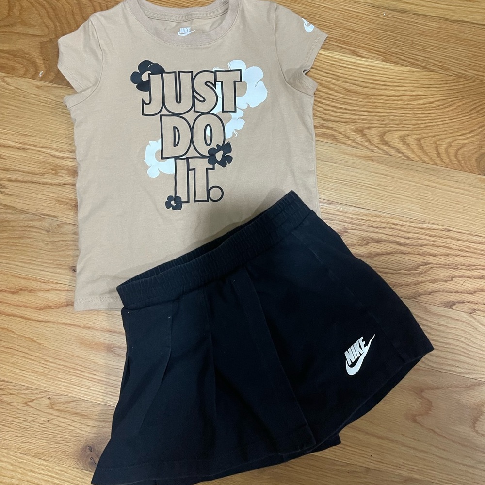 Nike Tan Tee and Black Skirt Set